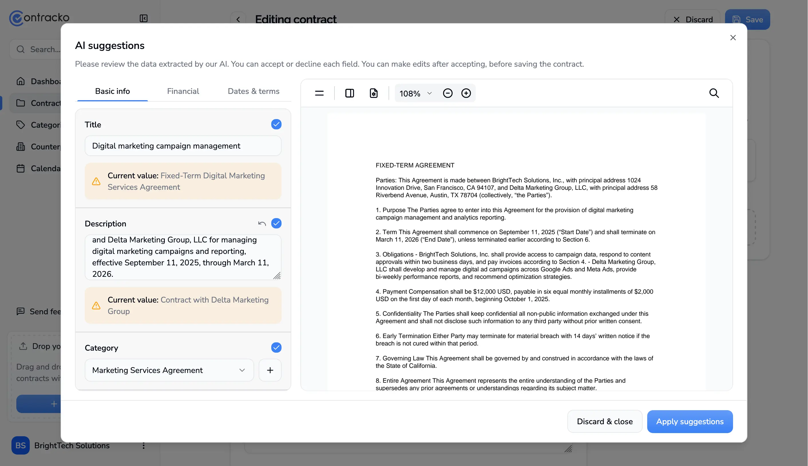 AI extracting logistics contract terms