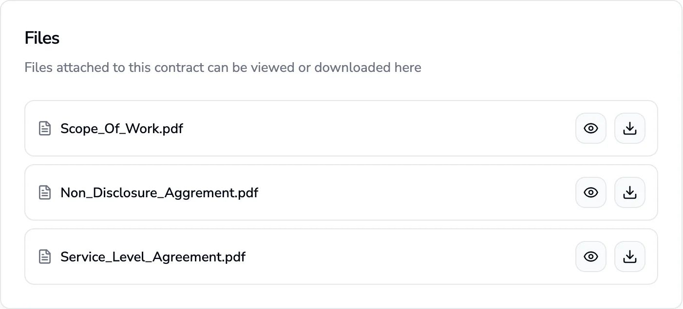 Contract repository with files and versions in Contracko